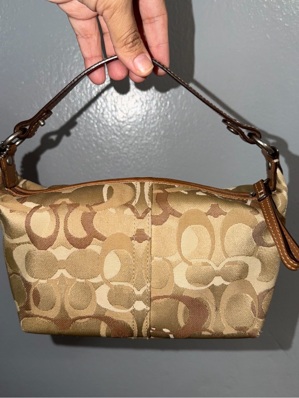 COACH Vintage Y2K Signature Small Handbag Bag Canvas Brown beige Mini